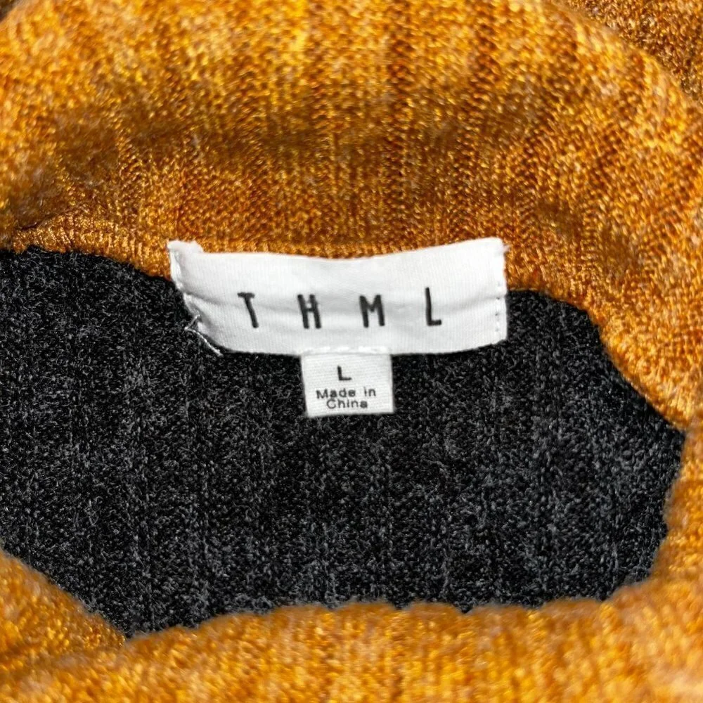 THML for Anthropologie Color Block Asymmetrical Turtleneck Sweater - EUC  Size L